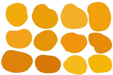 Blob shape abstract elements graphic flat style design fluid illustration set. 12 modern liquid irregular. Brown Earth tone.