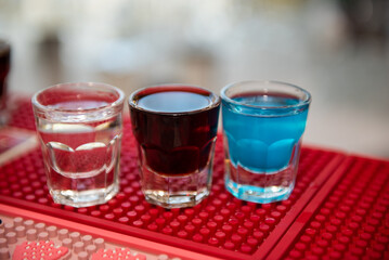 Shot Glasses Of Mexican Tequila Cocktail 