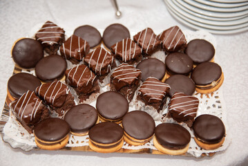 plate with homemade cakes at the wedding