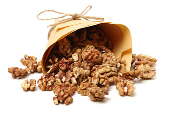 Walnut kernel isolated on white background