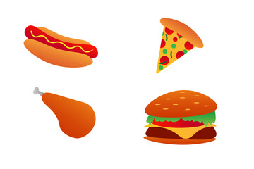 Delicious junk food vector for kid's book cover, gift paper, card and many other