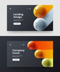 Simple leaflet vector design illustration bundle. Amazing 3D balls book cover layout collection.