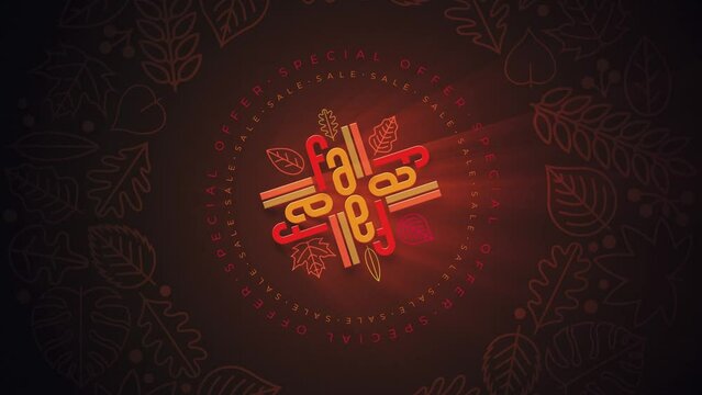Autumn Sale concept typographic design loop animation.