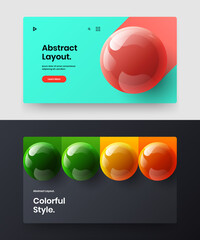 Multicolored 3D spheres leaflet template bundle. Premium booklet vector design layout set.