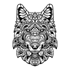 Fototapeta premium Wolf head zentangle arts isolated on white background