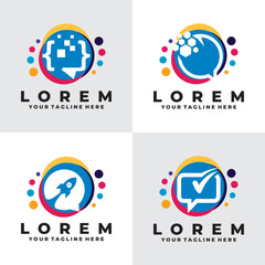 set of chatting logo vector design template