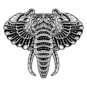 Elephant zentangle arts isolated on white background
