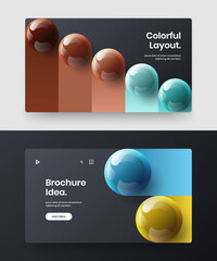 Vivid realistic balls handbill layout collection. Modern company cover design vector illustration set.