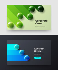 Trendy 3D balls website screen template bundle. Fresh front page design vector layout set.