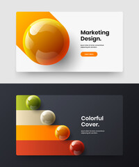 Unique realistic balls website template set. Modern corporate identity vector design illustration composition.