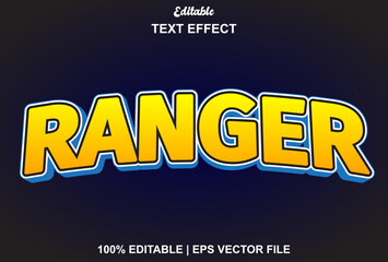 ranger text effect with yellow color and can be edited.