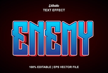 enemy text effect with blue color and editable.
