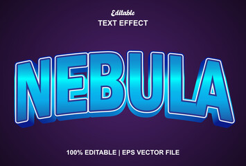 nebula text effect with blue color and editable.
