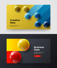 Premium 3D spheres handbill concept collection. Original site design vector template composition.