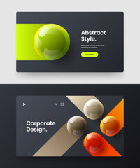 Simple pamphlet design vector illustration bundle. Unique 3D balls site layout composition.