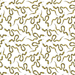 Watercolor seamless pattern snake. Exotic watercolor background.