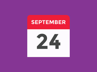 september 24 Calendar icon Design. Calendar Date 24th september. Calendar template 
