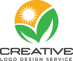 oganic herbal food logo  or leaf logo template