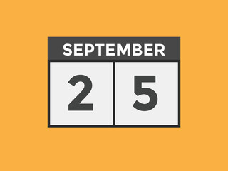 september 25 Calendar icon Design. Calendar Date 25th september. Calendar template 
