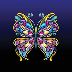 Butterfly art illustration with colorful vector design