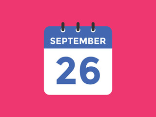 september 26 calendar reminder. 26th september daily calendar icon template. Vector illustration 
