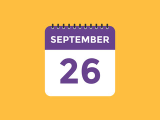 september 26 Calendar icon Design. Calendar Date 26th september. Calendar template 
