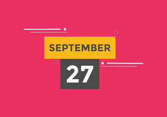 september 27 Calendar icon Design. Calendar Date 27th september. Calendar template 
