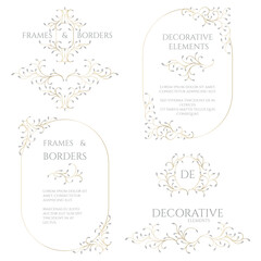 Collection of decorative elements of floral ornaments.Classic frames and borders.