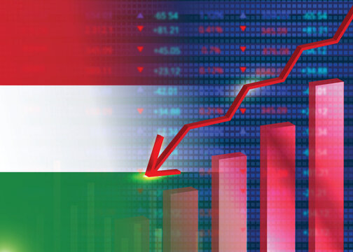 Economic crisis in Hungary.Financial crisis concept.Hungary flag with stock chart