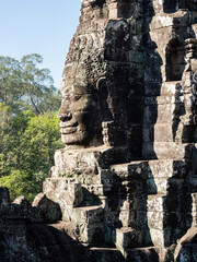 Obraz premium Face towers of Bayon temple in Angkor Thom - Siem Reap, Cambodia