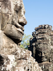 Obraz premium Face towers of Bayon temple in Angkor Thom - Siem Reap, Cambodia