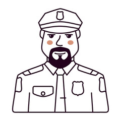 Police agent.Policeman avatar.Policeman line icon.Isolated on white background. Vector flat illustration.