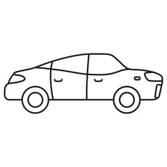 Car line icon.Outline vector sign sedan.Vehicle symbol.Transportation simple style.Isolated on white background. Vector flat illustration.