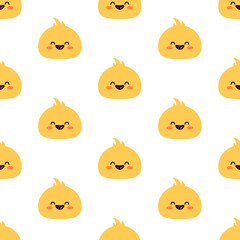 A simple pattern with cartoon kawaii monsters. Cute yellow chicken. Children's print for fabric, packaging, wallpaper, interior. 
