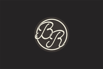 Initial letter BR monogram logo with simple and creative cirle line design ideas - obrazy, fototapety, plakaty