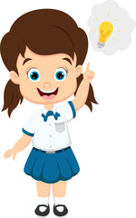 Cute little school girl with big idea