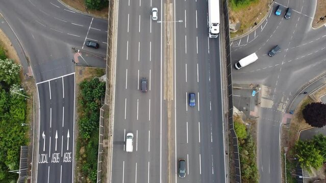 Time Lapse of Roads and Traffic on British Roads at Luton Town of England, M1 Motorways Junction 11 of City which Connects to London City and Also the North Bond m6 to Manchester and Scotland