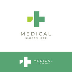 Obraz premium Medical sign logo using a simple and modern plus sign,logo for medical, pharmacy, pharmacy, hospital.With template vector illustration.