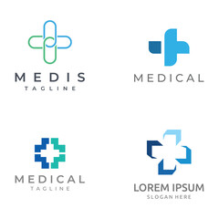 Medical sign logo using a simple and modern plus sign,logo for medical, pharmacy, pharmacy, hospital.With template vector illustration. - obrazy, fototapety, plakaty