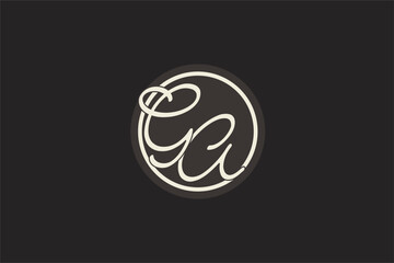 Initial letter GA monogram logo with simple and creative cirle line design ideas - obrazy, fototapety, plakaty
