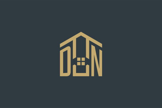 Initial DN logo with abstract house icon design, simple and elegant real estate logo design