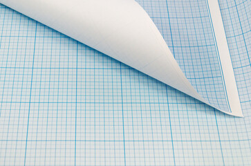 Blank unfolded sheet and roll of graph paper. Background for sketching, painting, drawing