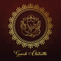 Lord Ganapati Golden face for Happy Ganesh Chaturthi 