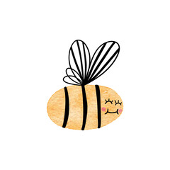 Cute watercolor bees for kids textile 