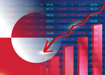 Economic crisis in Greenland.Financial crisis concept.Greenland flag with stock chart © Rumana