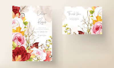 beautiful watercolor floral wreath invitation card set