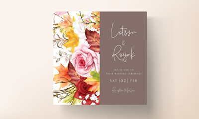 beautiful watercolor floral wedding invitation card