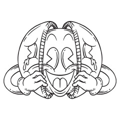 Coloring illustration of cartoon changing fase mascot