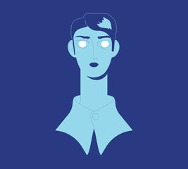 Woman's portrait.
Artificial intelligence, cyber consciousness, hi tech innovation, futuristic technology. Flat vector illustration.