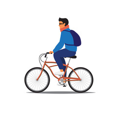 Obraz premium Isolated cycling man on white background vector illustration